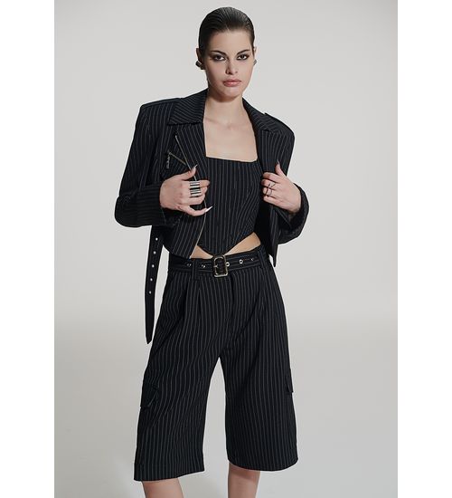 Jaqueta cropped stripe